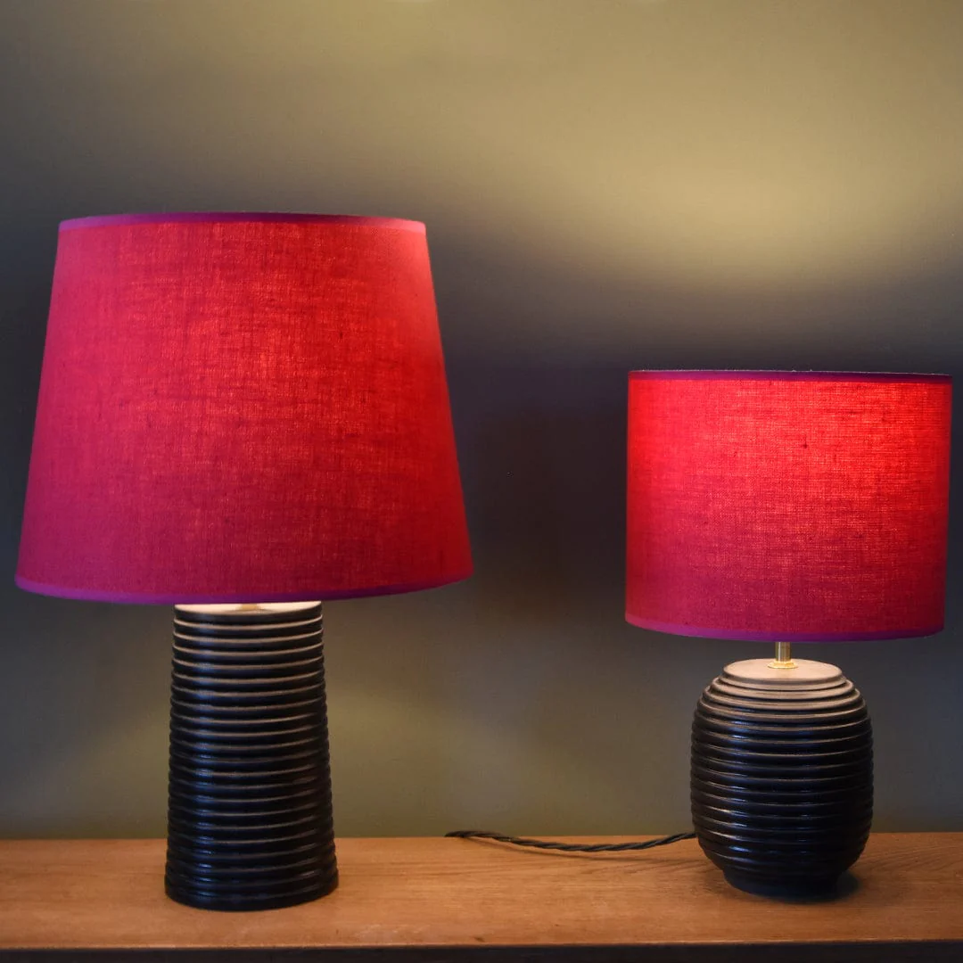 Black Ridged Large Tapered Lamp - Image 4