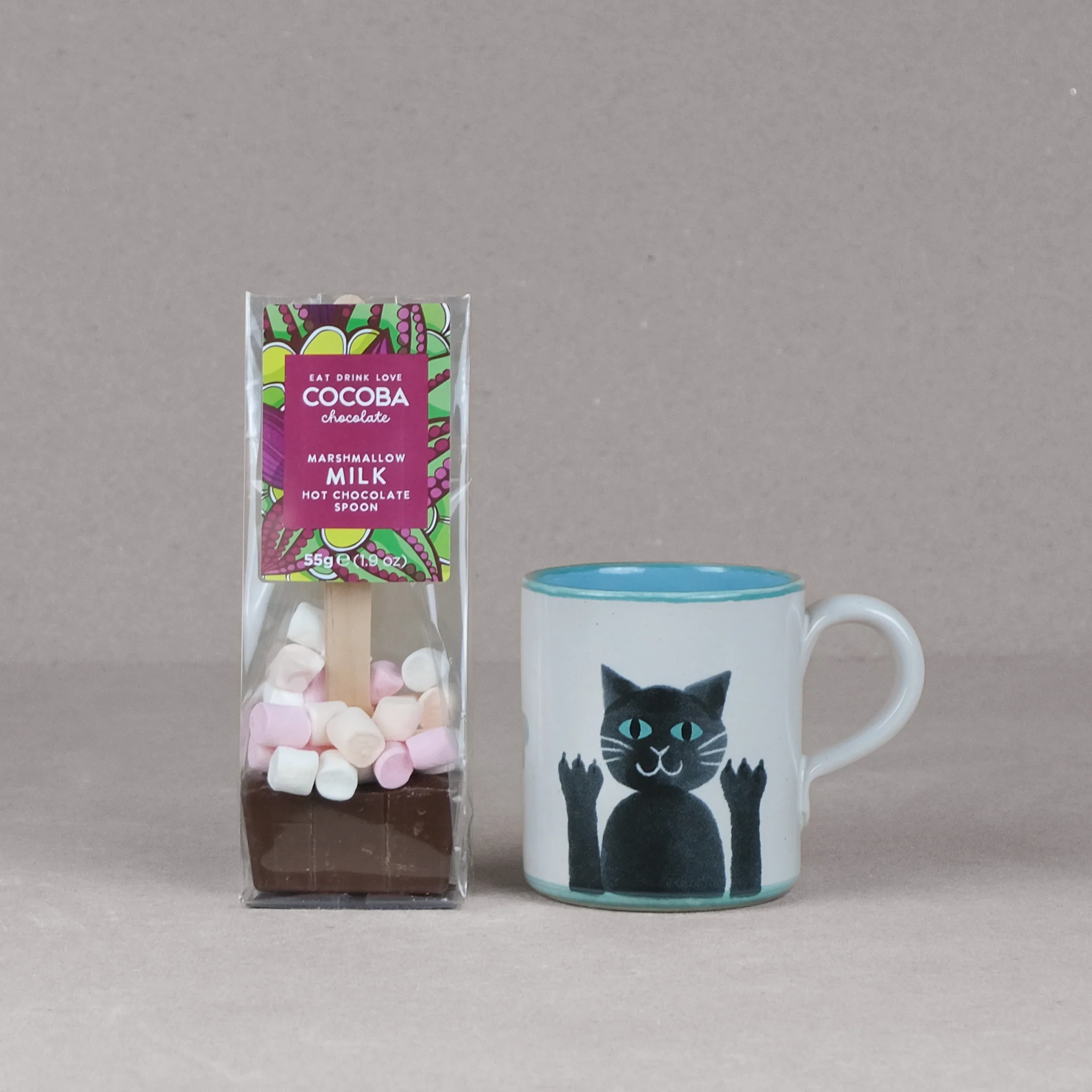 Cat Medium Mug With Hot Chocolate Stirrer