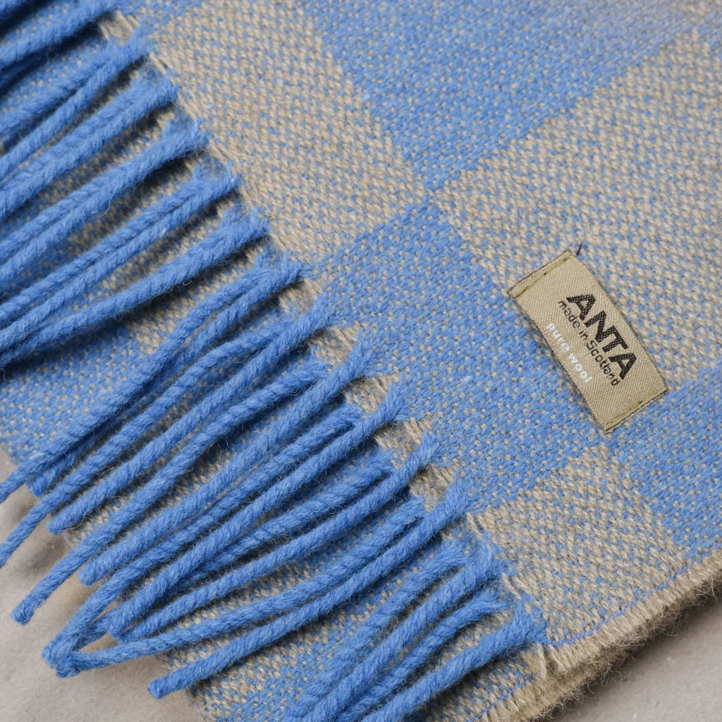 Lapis Lazuli Merino Check Scarf - Image 2
