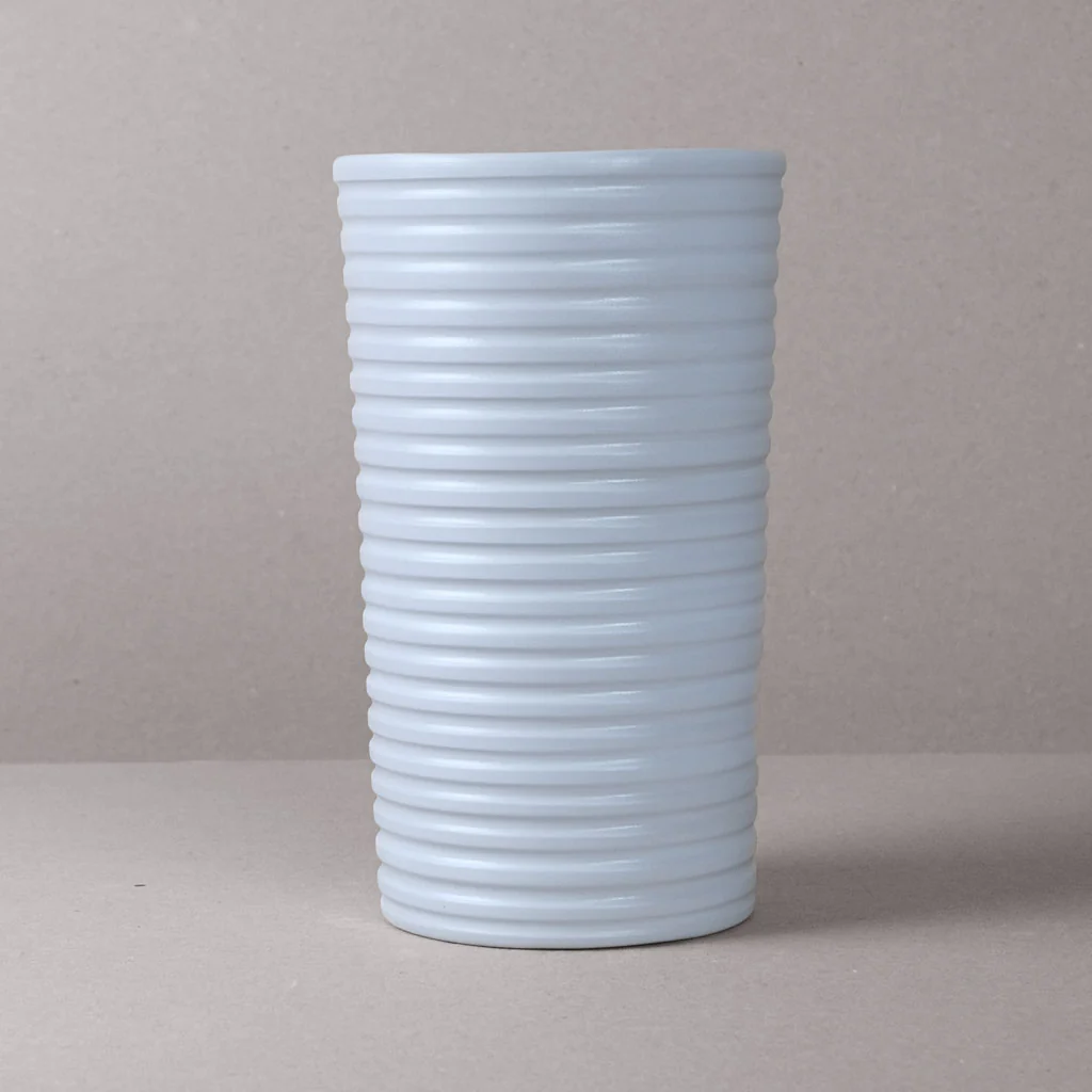 White Ridged Large Vase