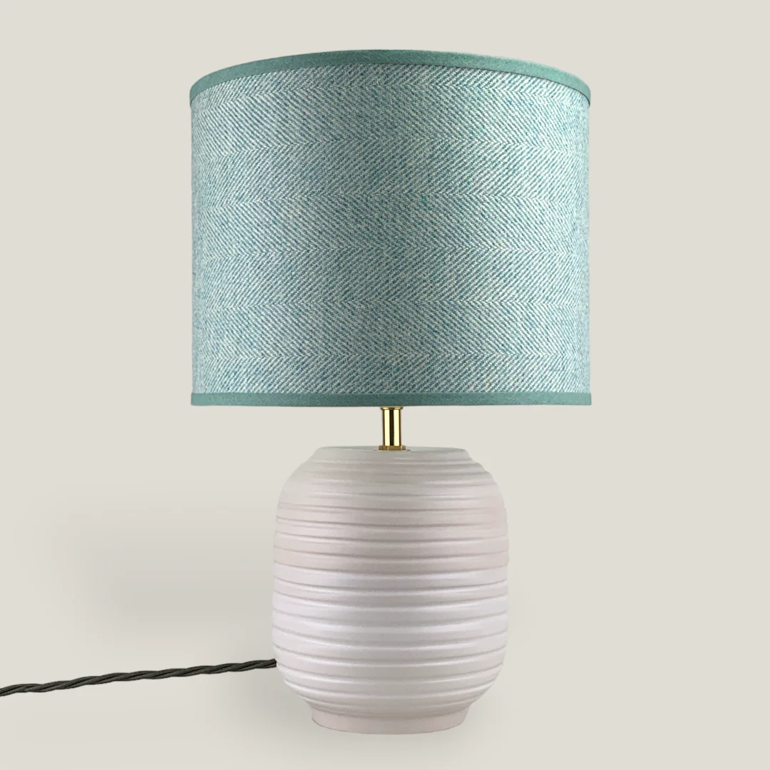 White Ridged Small Table Lamp - Image 2