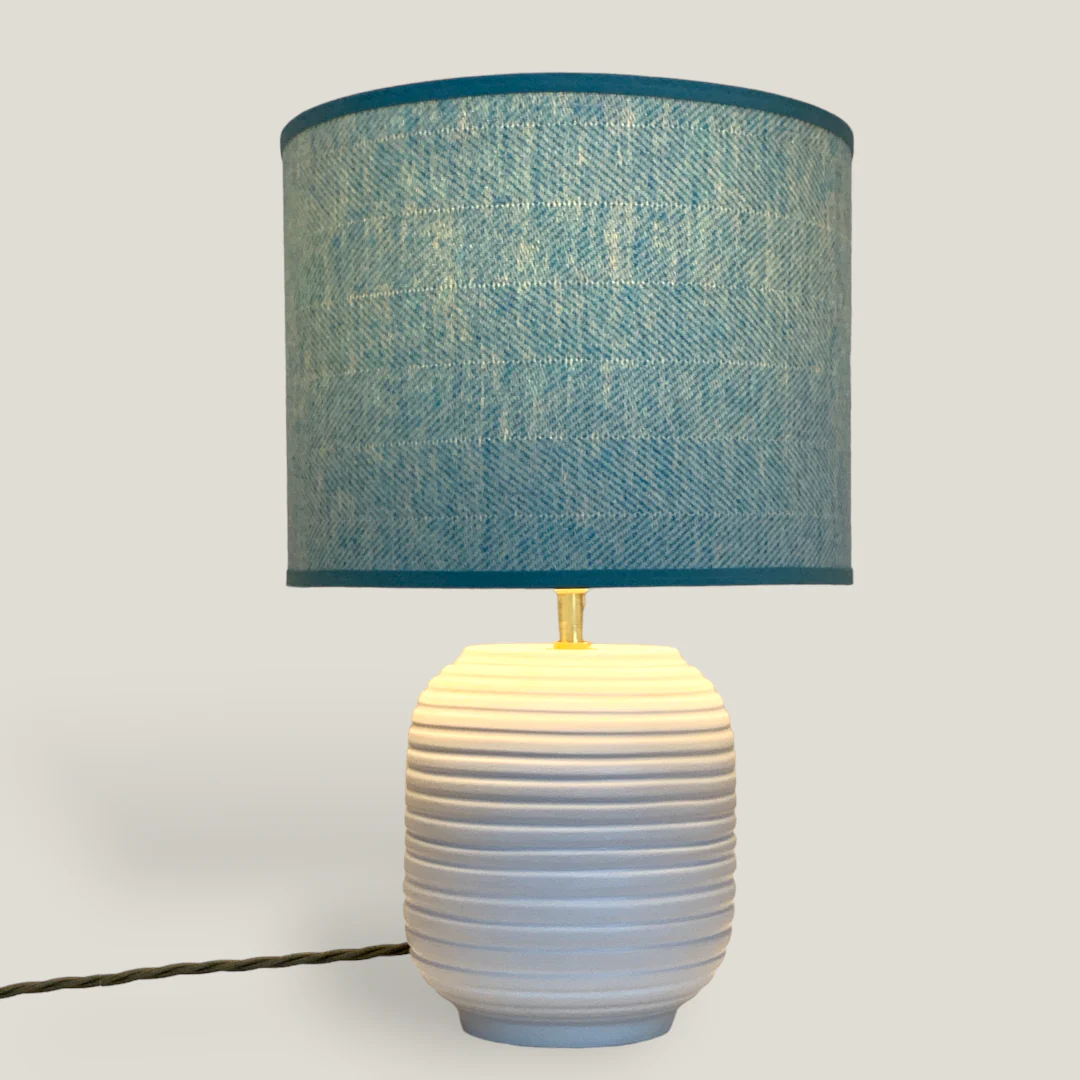 White Ridged Small Table Lamp - Image 3
