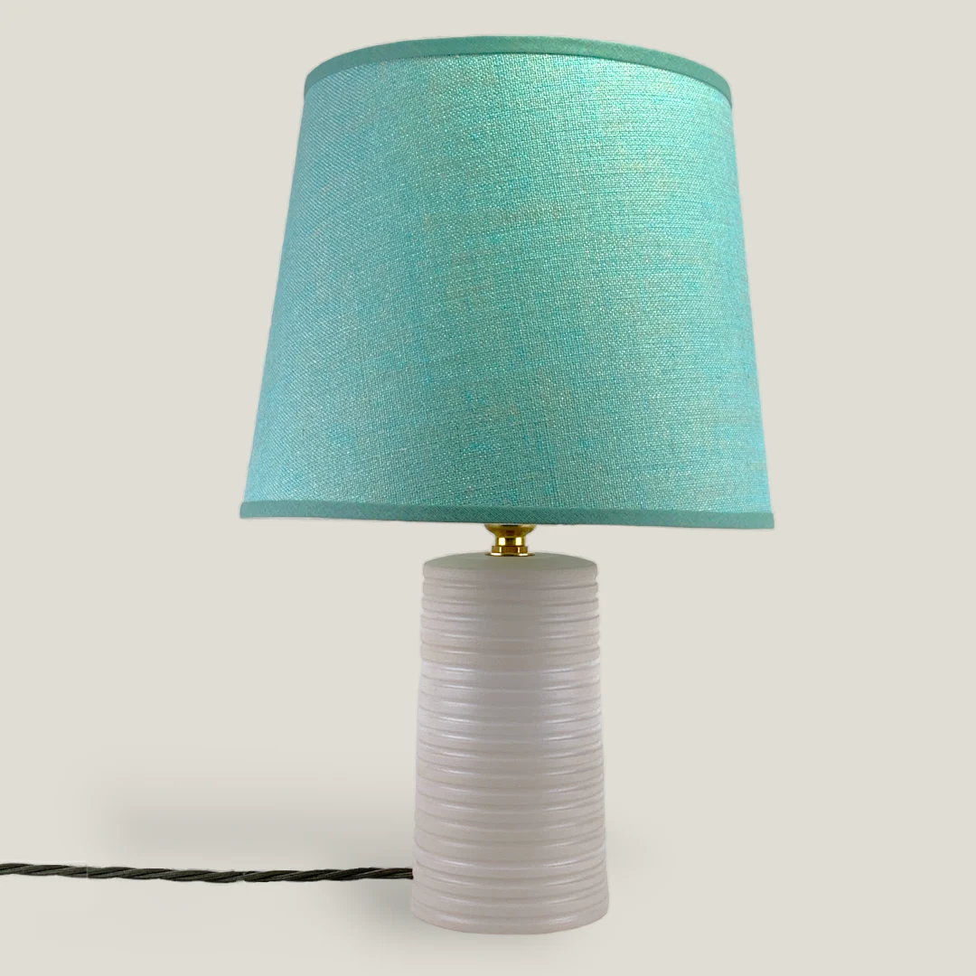 White Ridged Small Tapered Lamp - Image 3